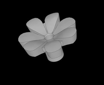 Lego Compatible (32606.dat) Plant Flower with  7 Alternate Petals with Bar and Pin Hole