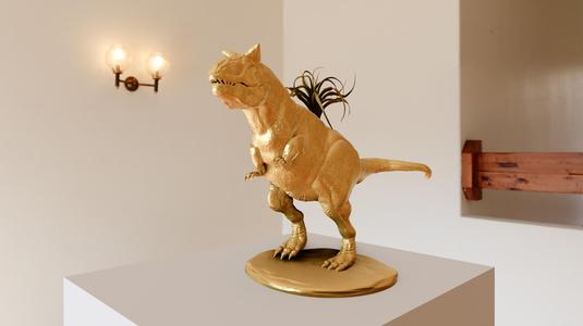 Carnotaurus dinosaur standing planter pot flower vase stl