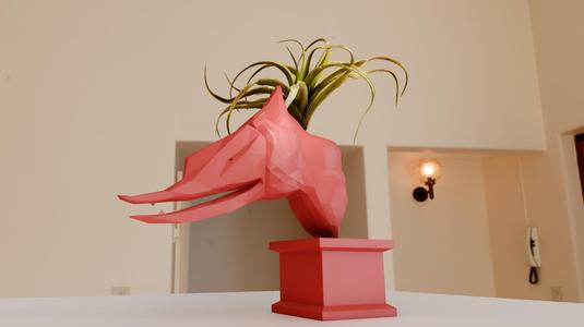pterodactyl dinosaur bust planter pot flower vase low poly stl