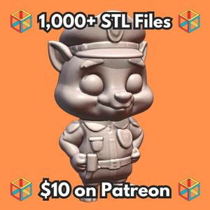 Cute Police Officer Racoon Figurine with Uniform and Badge MineeForm FDM 3D Print STL File