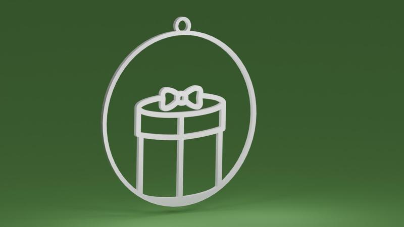Christmas present inside a bauble (Christmas tree ornament)