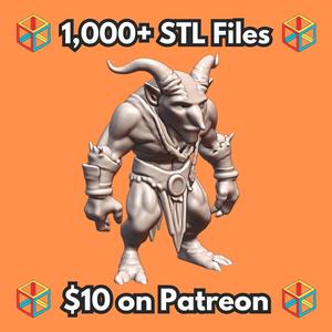 28mm DND Minotaur-Like Goblin Warrior Fantasy Miniature MineeForm FDM 3D Print STL File