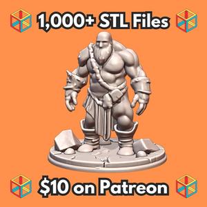 28mm DND Mighty Giant Bearded Barbarian Sturdy Warrior MineeForm FDM 3D Print STL File