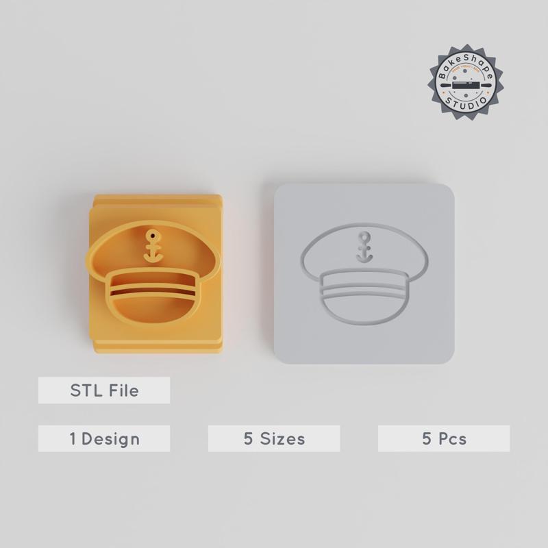 Captain Hat Stamp Tile Set, 5 Sizes for Clay, Cookies & Fondant, Nautical & Maritime Motifs PRODUCT_1629