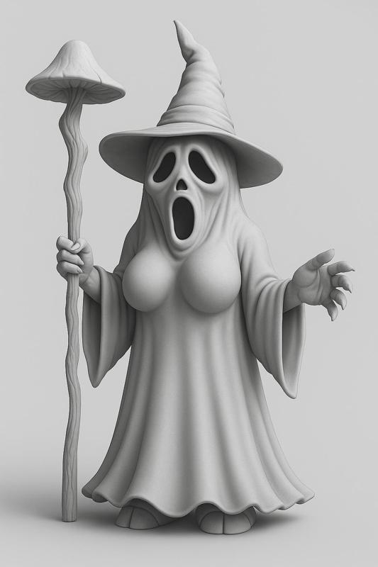 Mushroom Wizard Ghost – Fantasy Halloween STL