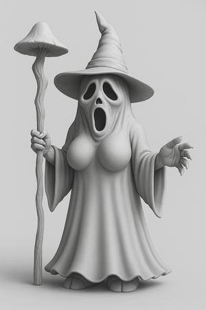 Mushroom Wizard Ghost – Fantasy Halloween STL