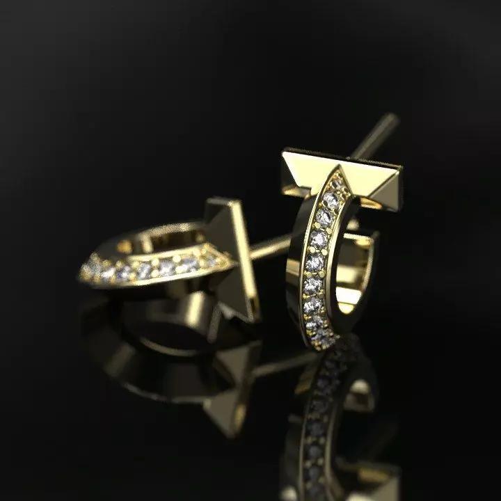 Tiffany Earrings T With Gems