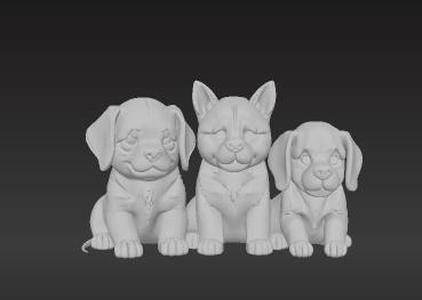Adorable Altar Pets 3D Print: Detailed Dog Breeds on Plush Cushion - Peaceful Figurine