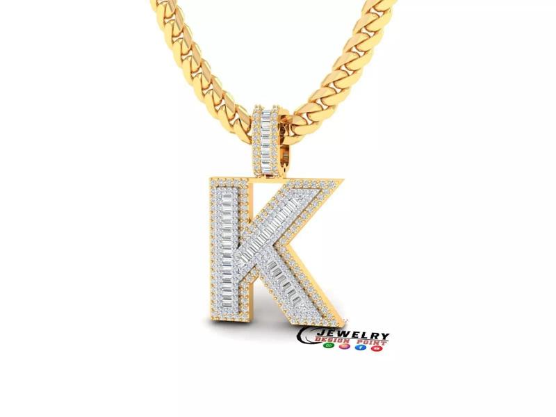 Custom Initial K Letter Diamond  A to Z Alphabet Bug Necklace
