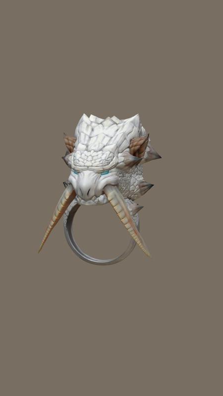 BARIOTH RING JEWELRY ICE DRAGON RING 3D PRINT MODEL