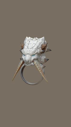 BARIOTH RING JEWELRY ICE DRAGON RING 3D PRINT MODEL