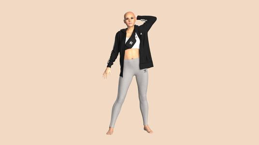 Adidas-Jacket and Legging with Side Bag-outfit | Marvelous / Clo3d / obj / fbx
