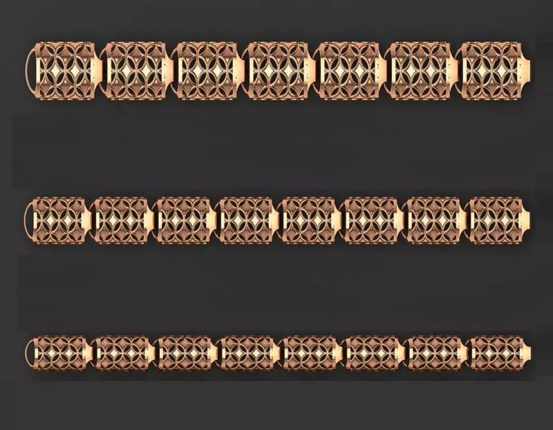 3 Size Gold Bracelet 3dm stl renders details