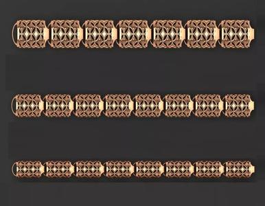 3 Size Gold Bracelet 3dm stl renders details