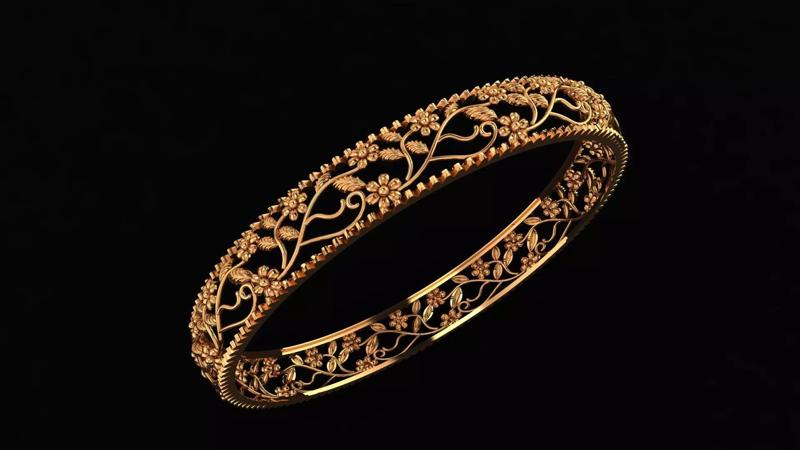 5008 Floral Vine Gold Bangle 60MM-11gm