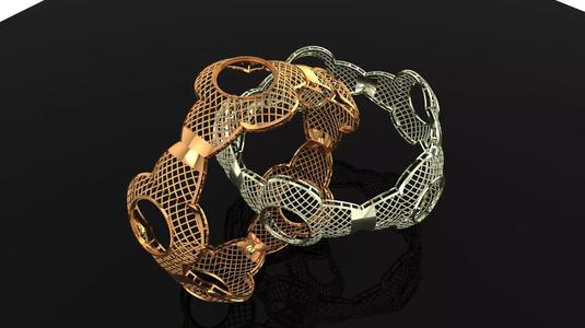 1106 Curvilinear Open Mesh Bangle 60MM-14gm