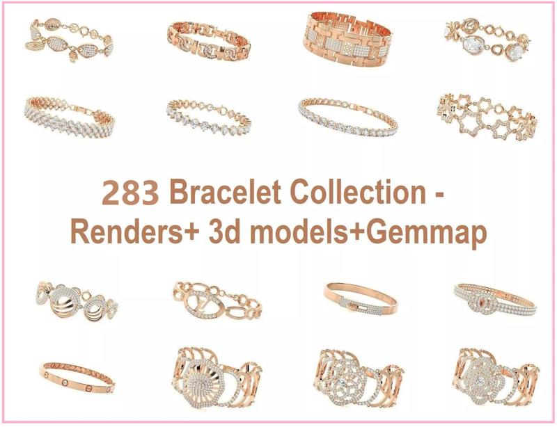 283 High Jewelry Bracelet Collection 3dm stl renders details