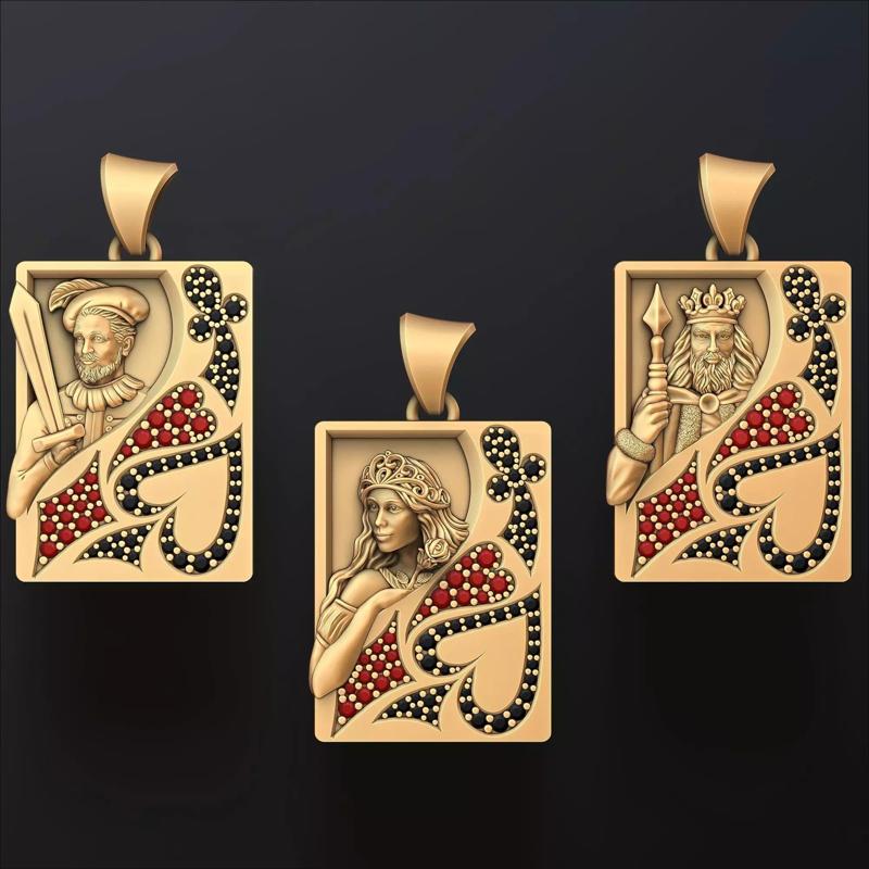Playing Cards King Queen Jack Pendants Pack