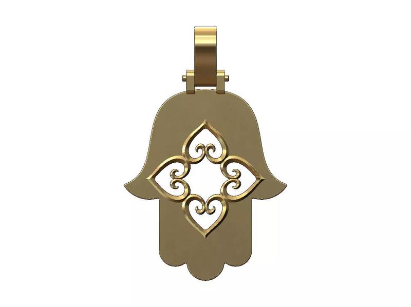 Floral heart square ornament Hamssa pendant