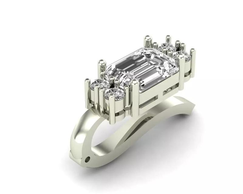 Earring-3 emerald cut diamond ring