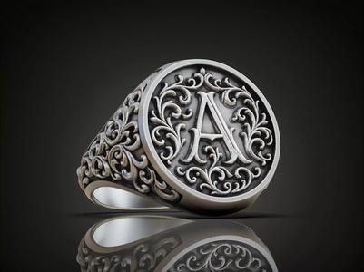 Monogram A Signet Ring  Vintage Ornament