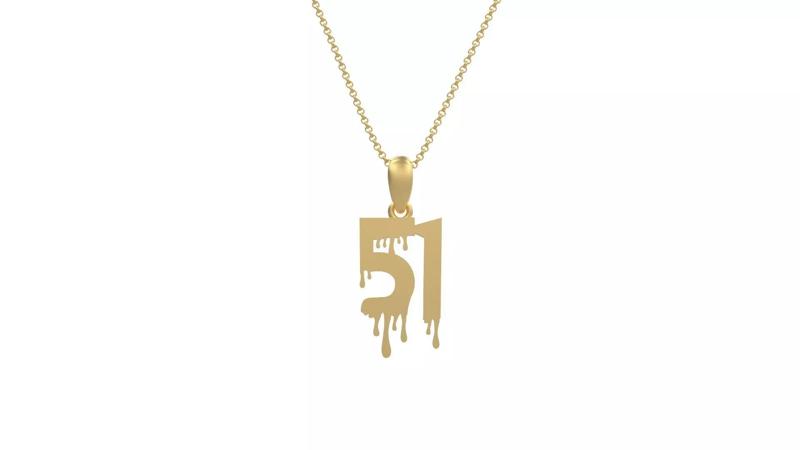 Model 1284 51 Bloody Terror Initial Number Pendant