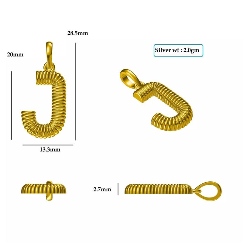 J Pendant gold plated letter charm