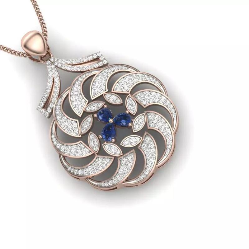 Pendant rose gold with sapphires