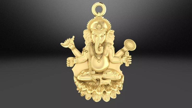 Elephant ganesha pendant in gold