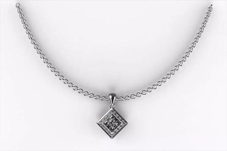 Square Pendant 3D Model with  Diamonds