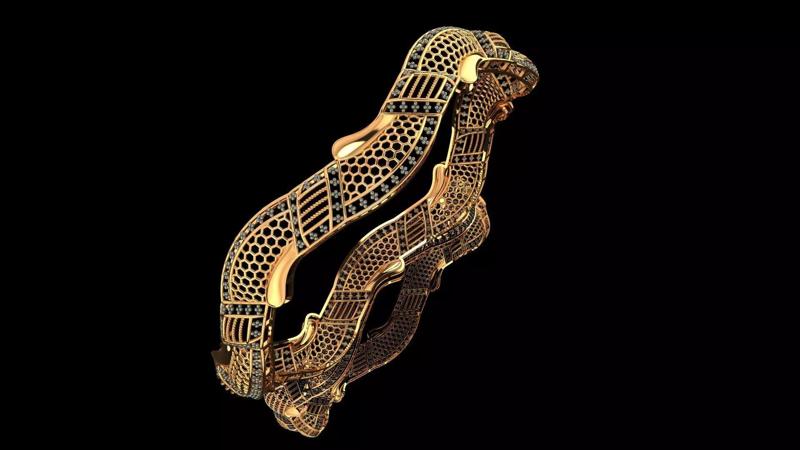 64 Serpentine Gold Bangle 61MM