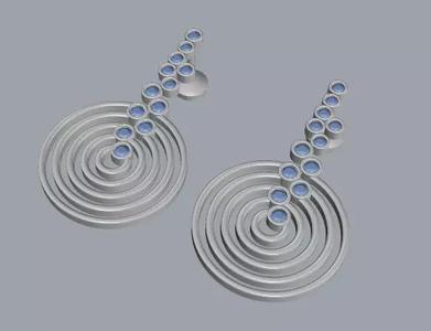 5 Circle Sterling Silver Diamond Earrings