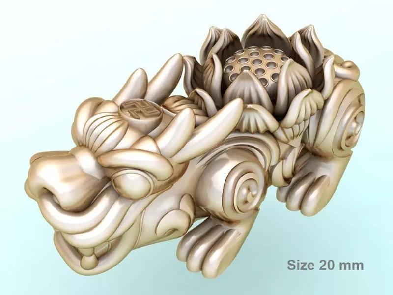 Pixiu Lotus flower Bracelet - Unicorn  bracelet - Size 20 mm