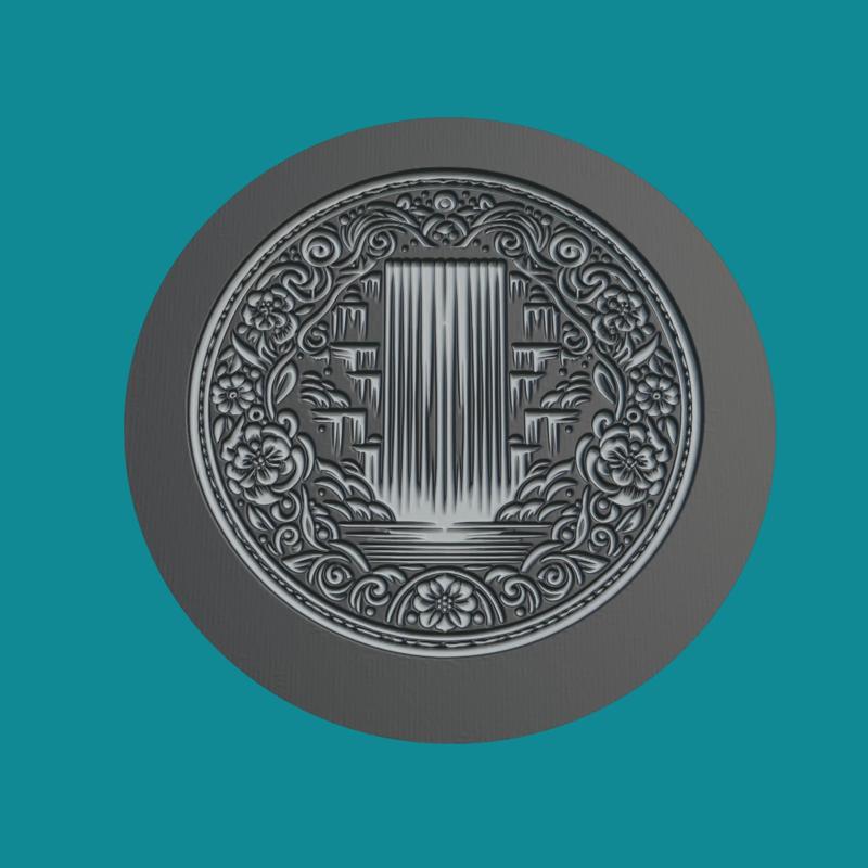 Waterfall Medallion Waterfall 3d Print Model