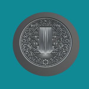 Waterfall Medallion Waterfall 3d Print Model