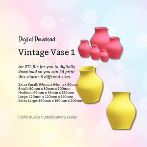 Vintage Vase 1 STL File - Digital Download -5 Sizes- Homeware, Minimalist Modern Design