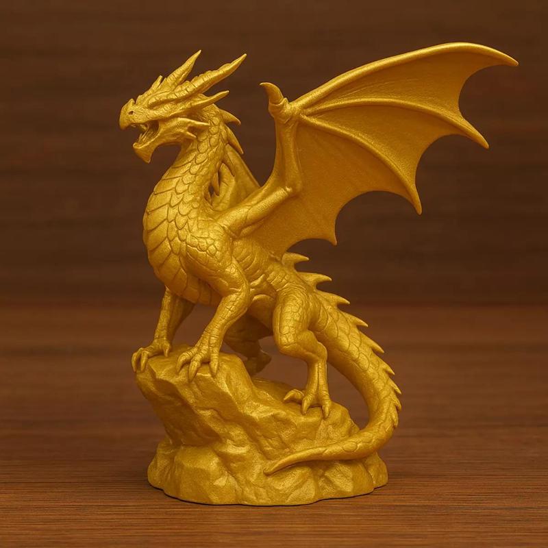 Skyward Golden Dragon On Rock