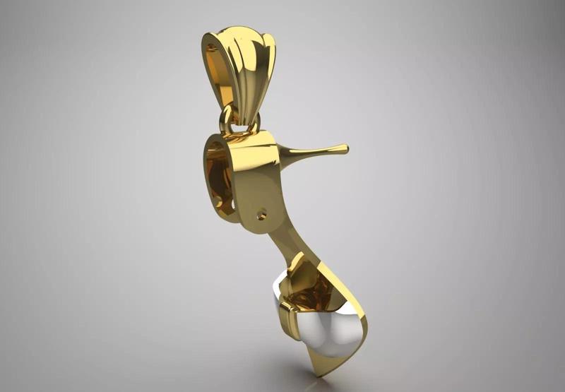 Two-tone Gold stl Pendant with High Heels Model gp0030