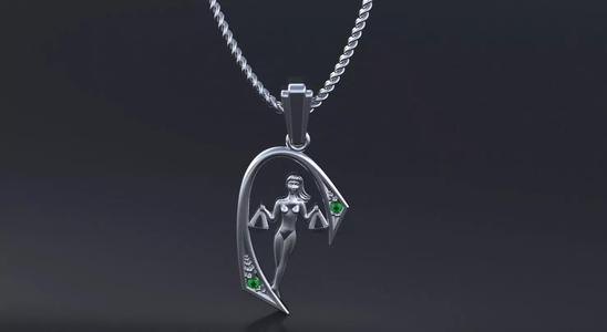 Virgo-libra pendant with gems 3D print or CNC model