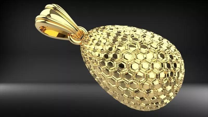 Textured Egg Teardop Style Pendant Jewelry