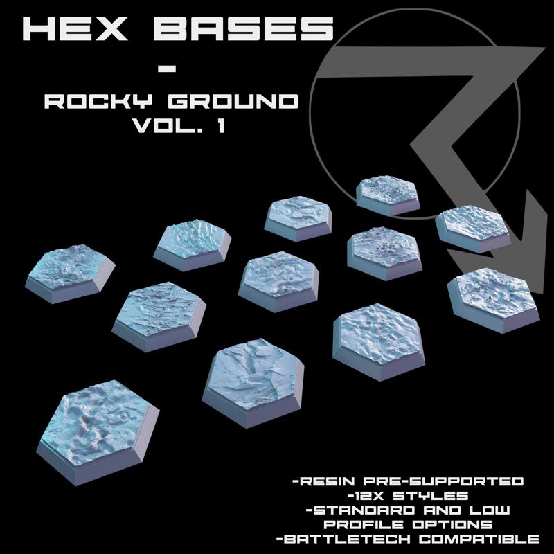Hex Bases - Rocky Ground Vol 1 (Battletech Compatible)