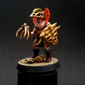 Stone Age Warrior Wielding Impaler and Shield (pre-supported)