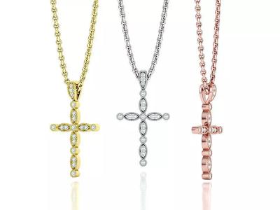 Vintage Cross Diamond Pendant 3dprint model 25mm height