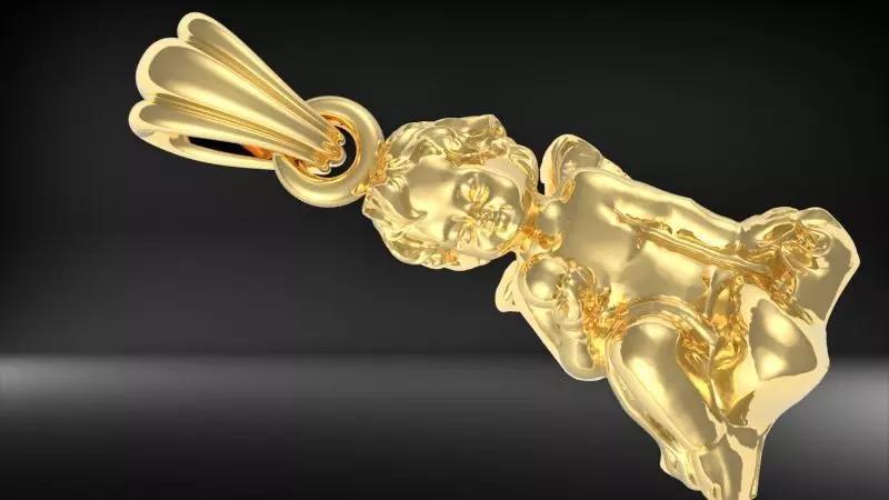 Vintage Jewelry Beautiful Angel With Pearl Pendant