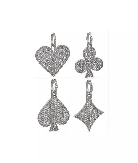 Playing Cards Pave Iced Out Pendant Large 40mm 3D Model Collection