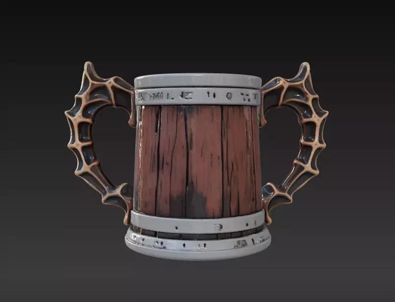 Viking Horned Barrel Mug Epic Drinkware 3D Model