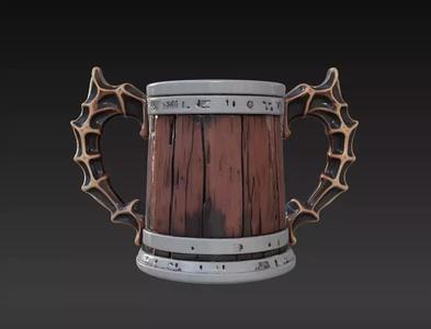 Viking Horned Barrel Mug Epic Drinkware 3D Model