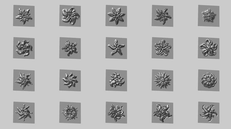 20 flower ornament VDM brushes  a01 for  Zbrush
