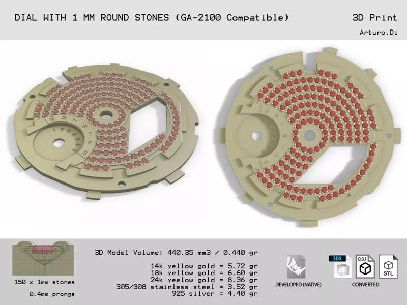 Dial with 1mm stones GA-2100 compatible