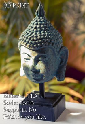 Vintage buddha head with base for 3d print